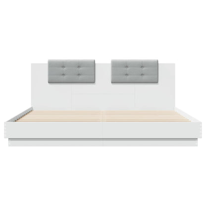 Bed Frame with LED without Mattress White 200x200 cm