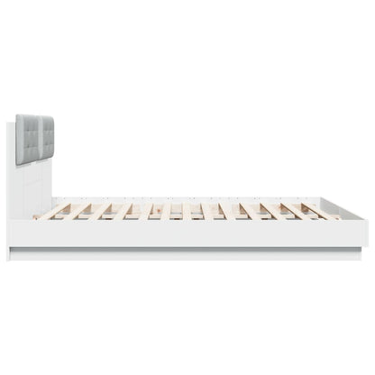 Bed Frame with LED without Mattress White 200x200 cm