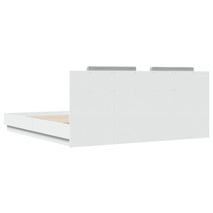 Bed Frame with LED without Mattress White 200x200 cm