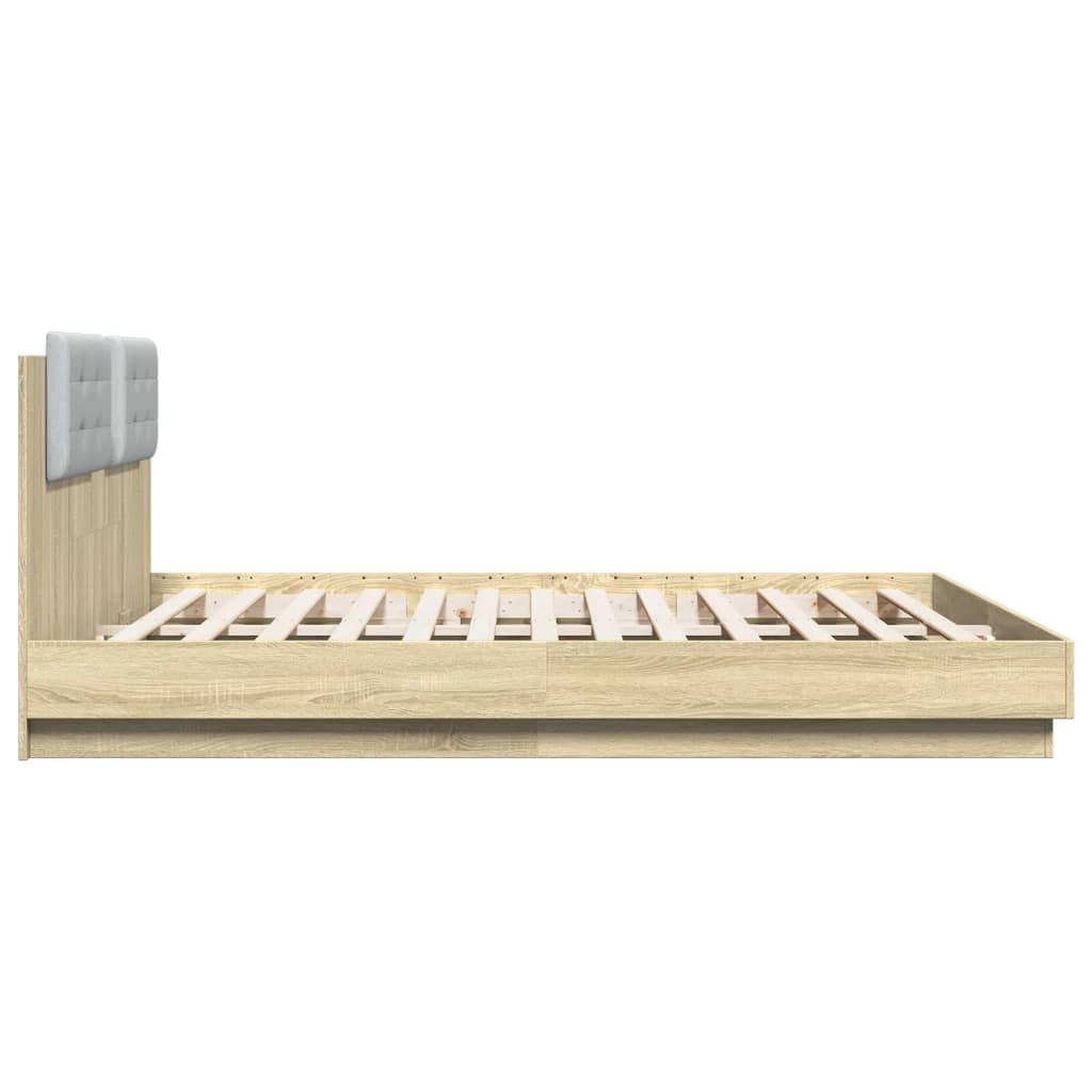 Bed Frame with LED without Mattress Sonoma Oak 200x200 cm