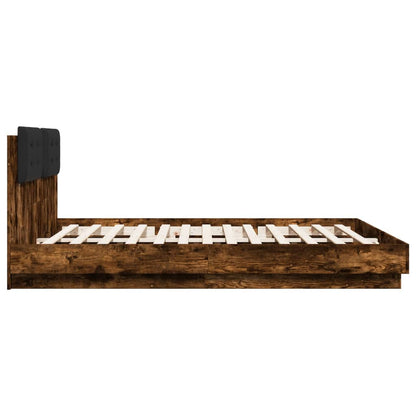 Bed Frame with LED without Mattress Smoked Oak 200x200 cm