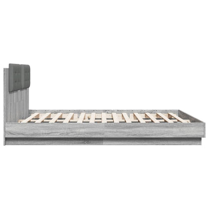 Bed Frame with LED without Mattress Grey Sonoma 200x200 cm