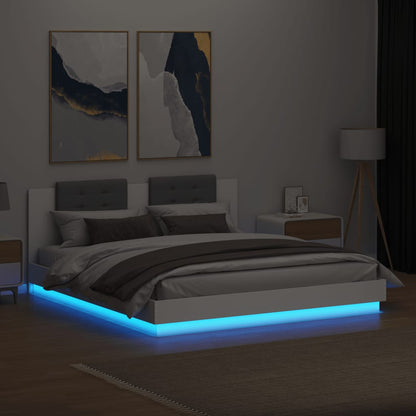 Bed Frame with LED without Mattress White 180x200 cm Super King