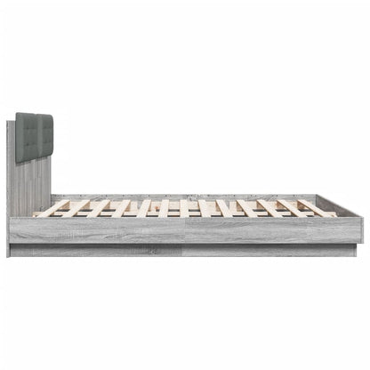 Bed Frame with LED without Mattress Grey Sonoma 180x200 cm Super King