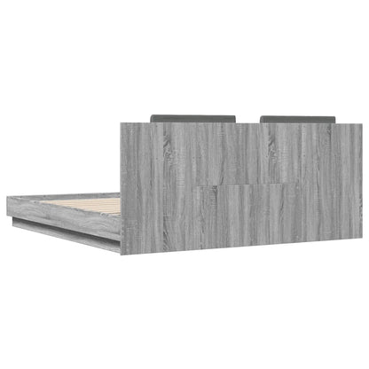 Bed Frame with LED without Mattress Grey Sonoma 180x200 cm Super King