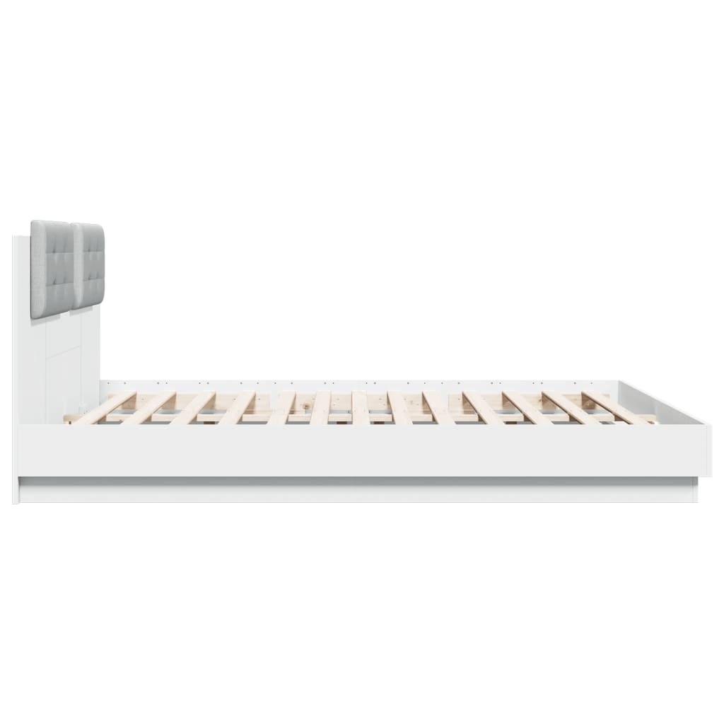 Bed Frame with LED without Mattress White 160x200 cm