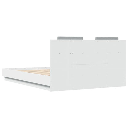 Bed Frame with LED without Mattress White 120x200 cm