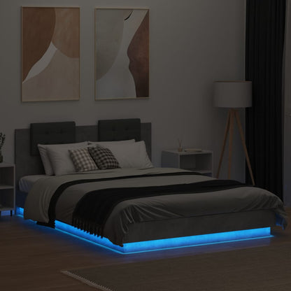 Bed Frame with LED without Mattress Concrete Grey 120x200 cm