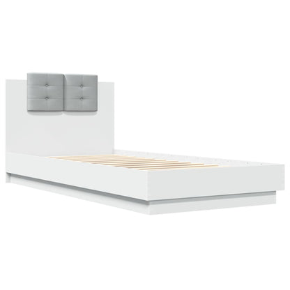 Bed Frame with LED without Mattress White 100x200 cm