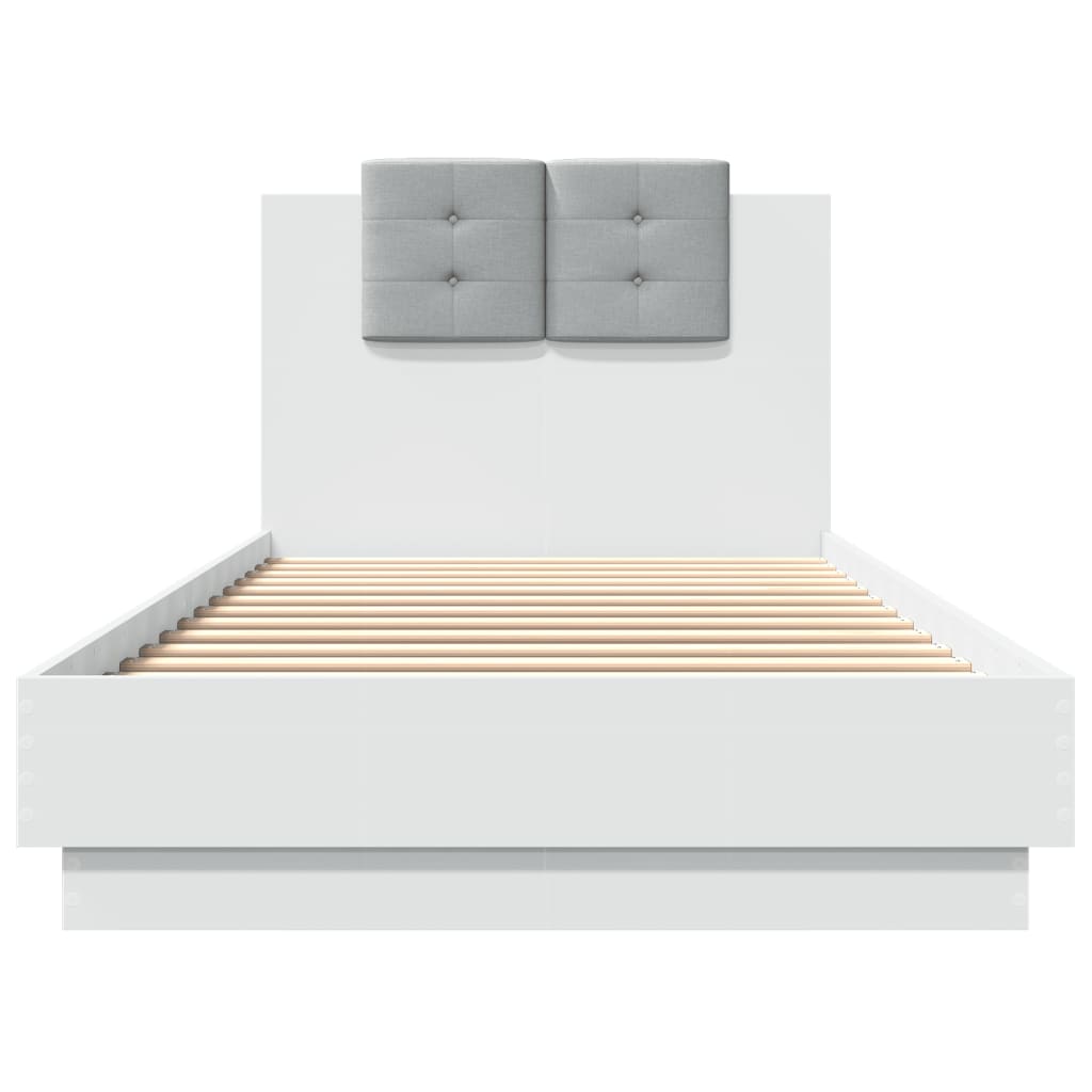 Bed Frame with LED without Mattress White 100x200 cm