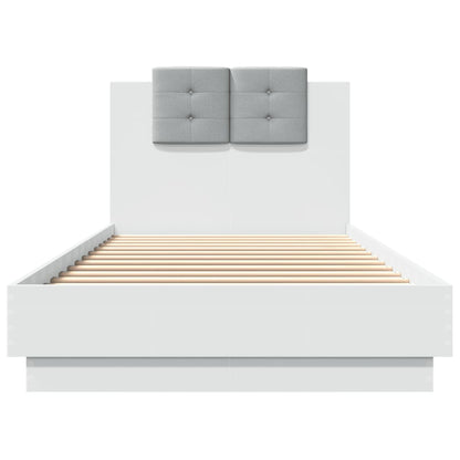 Bed Frame with LED without Mattress White 100x200 cm