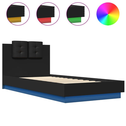 Bed Frame with LED without Mattress Black 100x200 cm