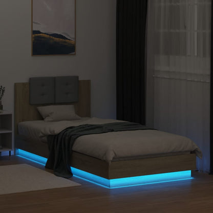 Bed Frame with LED without Mattress Sonoma Oak 100x200 cm