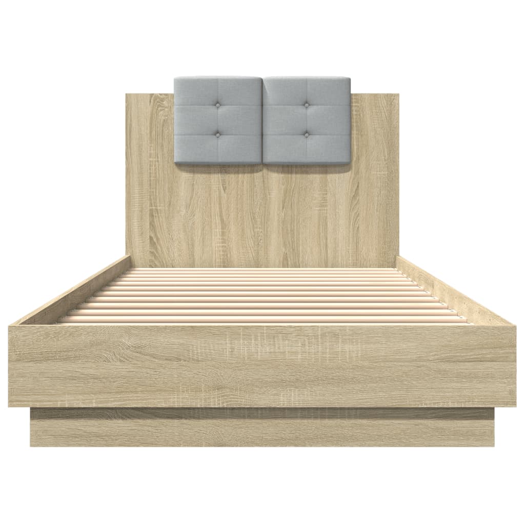 Bed Frame with LED without Mattress Sonoma Oak 100x200 cm
