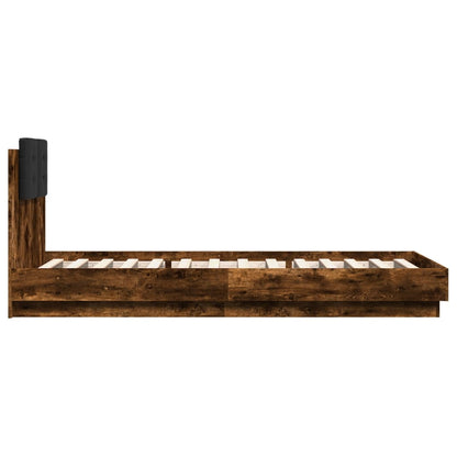 Bed Frame with LED without Mattress Smoked Oak 100x200 cm
