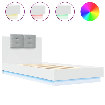 Bed Frame with LED without Mattress White 90x200 cm