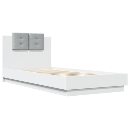 Bed Frame with LED without Mattress White 90x200 cm