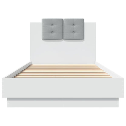 Bed Frame with LED without Mattress White 90x200 cm