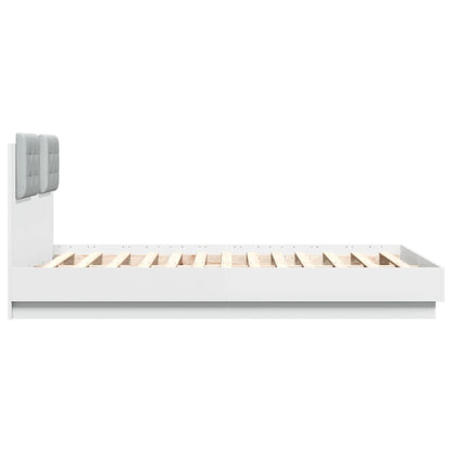 Bed Frame with LED without Mattress White 140x190 cm