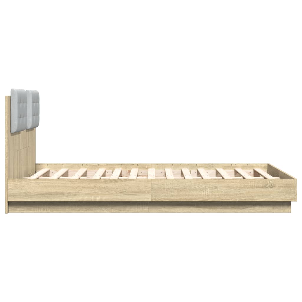Bed Frame with LED without Mattress Sonoma Oak 120x190 cm Small Double