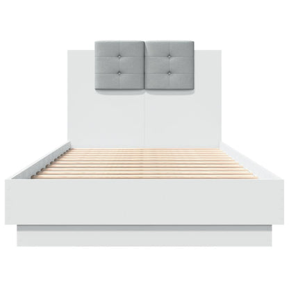 Bed Frame with LED without Mattress White 90x190 cm Single