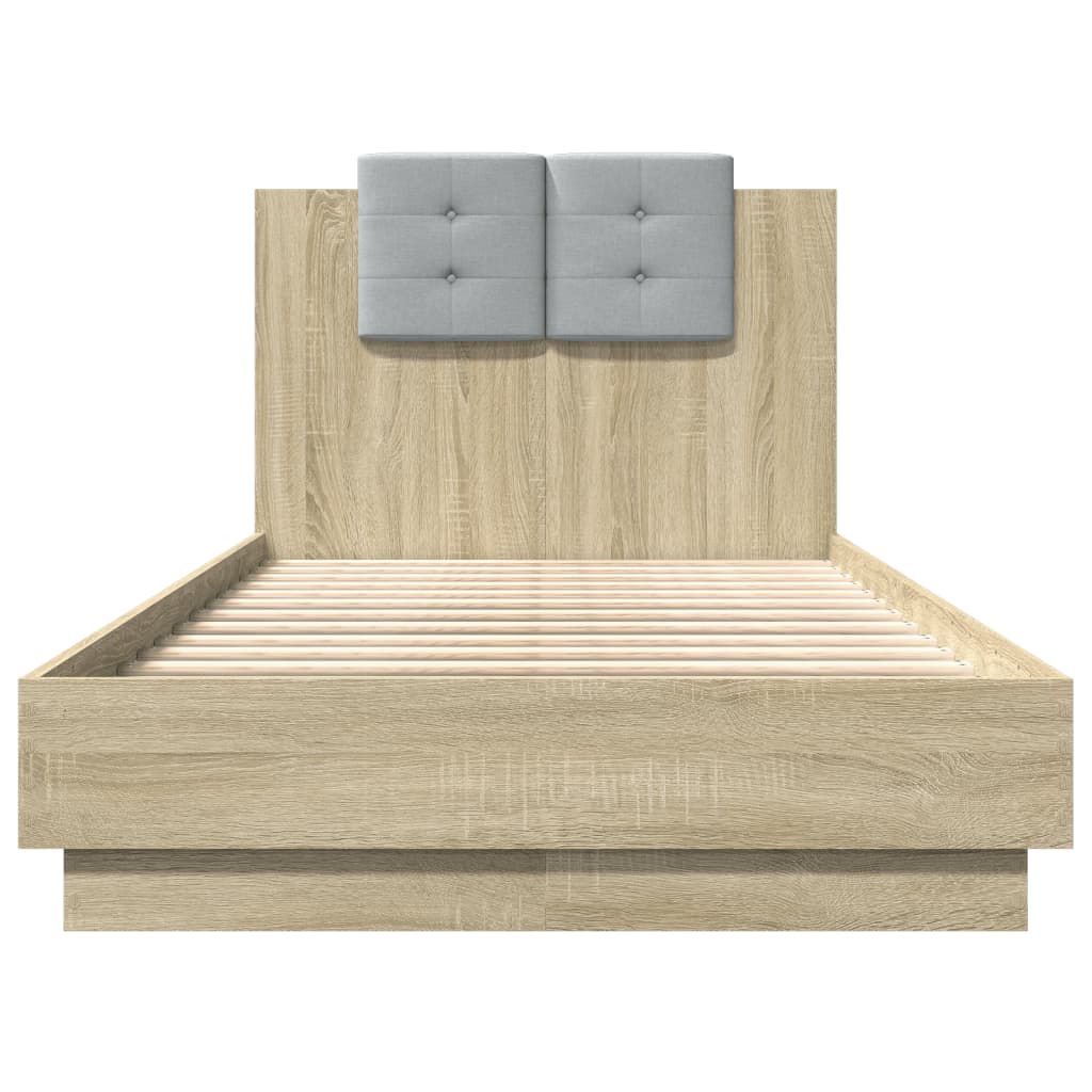 Bed Frame with LED without Mattress Sonoma Oak 90x190 cm Single