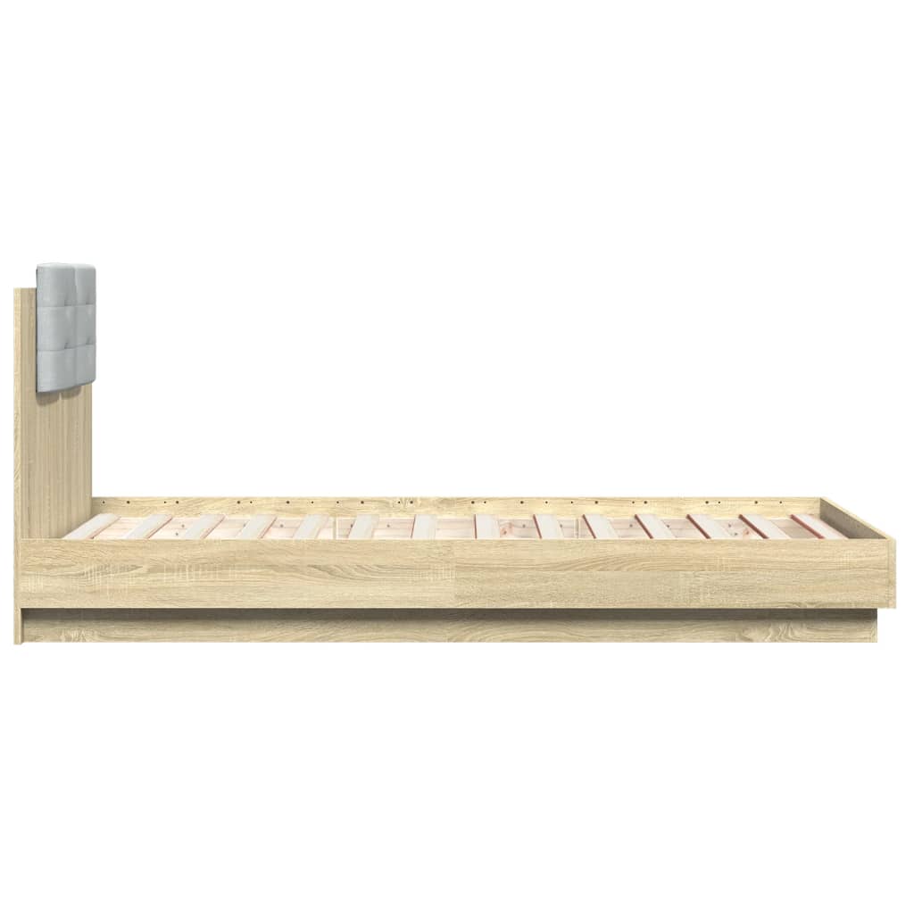 Bed Frame with LED without Mattress Sonoma Oak 90x190 cm Single