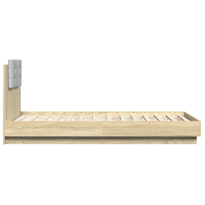 Bed Frame with LED without Mattress Sonoma Oak 90x190 cm Single