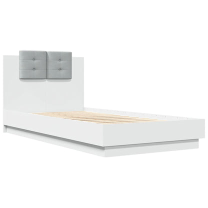 Bed Frame with LED without Mattress White 75x190 cm Small Single