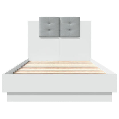 Bed Frame with LED without Mattress White 75x190 cm Small Single