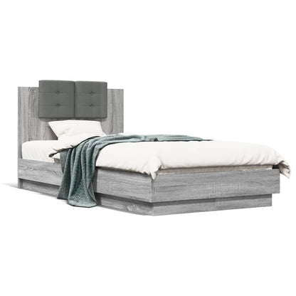 Bed Frame with LED without Mattress Grey Sonoma 75x190 cm Small Single