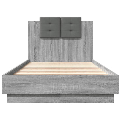 Bed Frame with LED without Mattress Grey Sonoma 75x190 cm Small Single