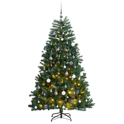Artificial Hinged Christmas Tree 300 LEDs & Ball Set 210 cm