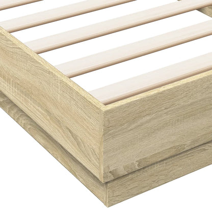 Bed Frame without Mattress with LED Lights Sonoma Oak 90x200 cm