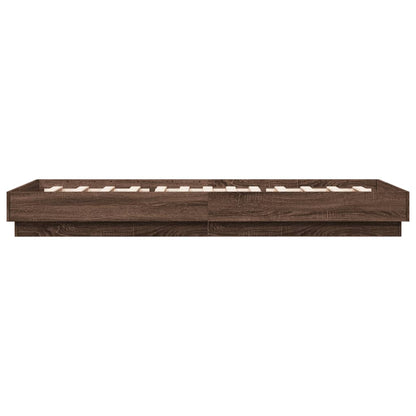 Bed Frame without Mattress with LED Lights Brown Oak 90x200 cm