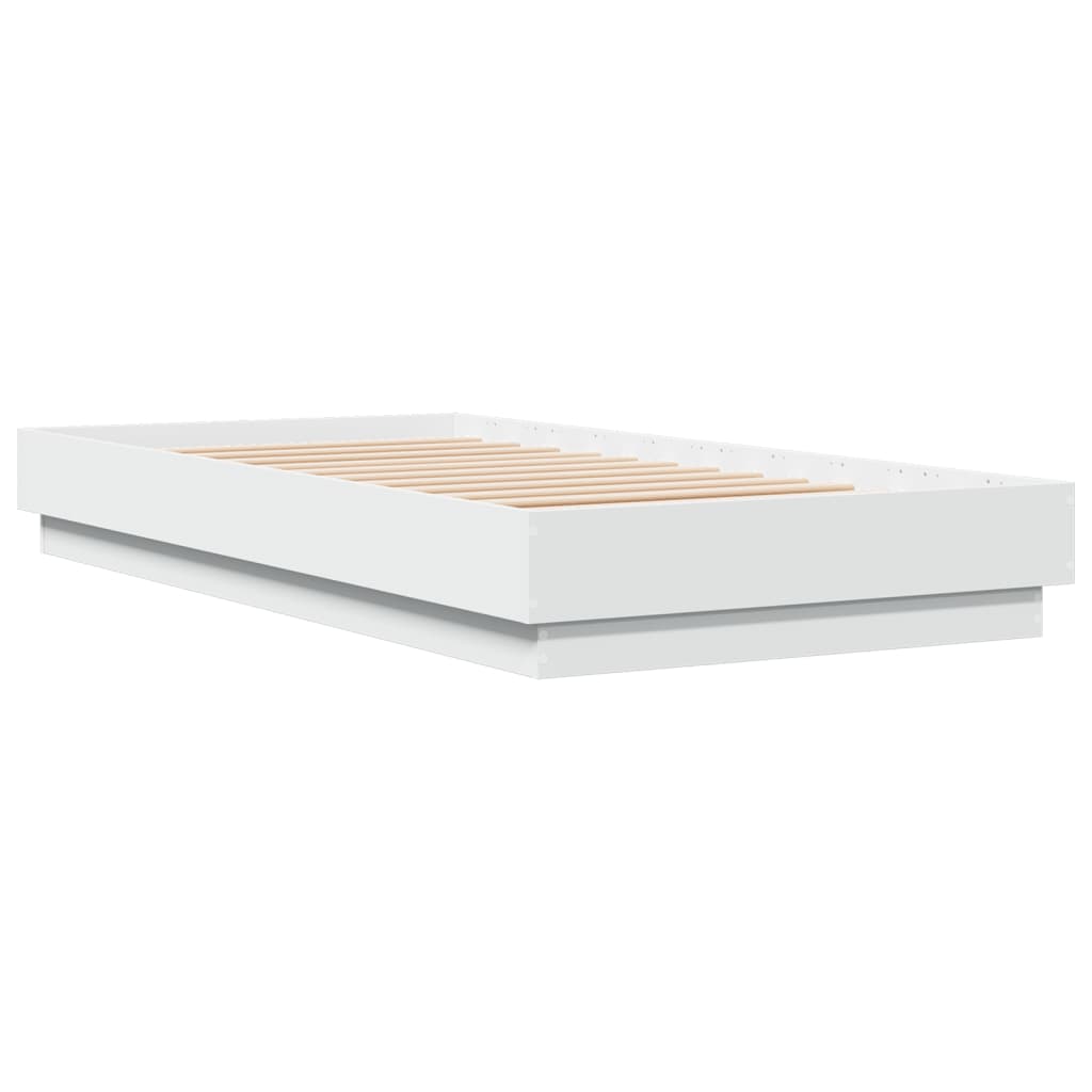 Bed Frame without Mattress with LED Lights White 90x190 cm Single