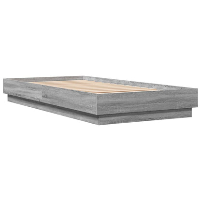 Bed Frame without Mattress with LED Lights Grey Sonoma 90x190 cm Single