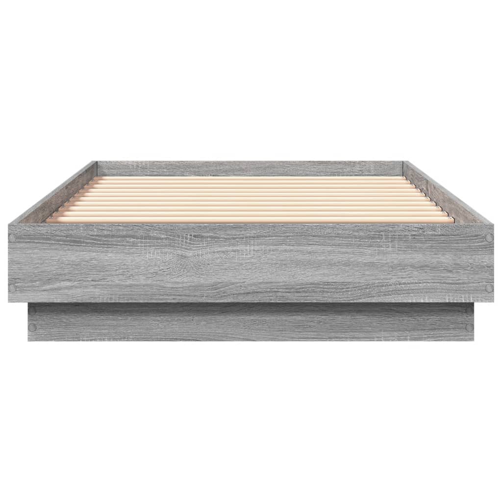 Bed Frame without Mattress with LED Lights Grey Sonoma 90x190 cm Single