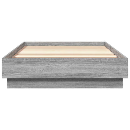 Bed Frame without Mattress with LED Lights Grey Sonoma 90x190 cm Single