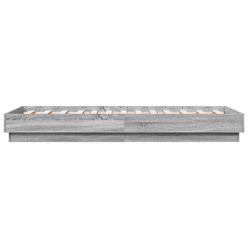 Bed Frame without Mattress with LED Lights Grey Sonoma 90x190 cm Single