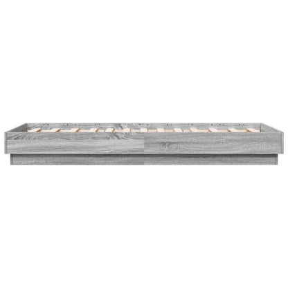 Bed Frame without Mattress with LED Lights Grey Sonoma 90x190 cm Single
