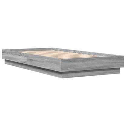 Bed Frame without Mattress with LED Lights Grey Sonoma 90x190 cm Single