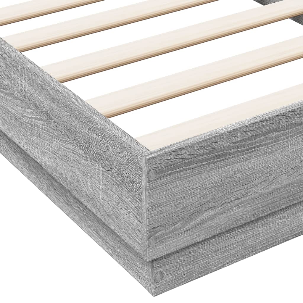 Bed Frame without Mattress with LED Lights Grey Sonoma 90x190 cm Single