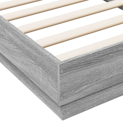 Bed Frame without Mattress with LED Lights Grey Sonoma 90x190 cm Single