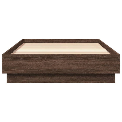 Bed Frame without Mattress with LED Lights Brown Oak 90x190 cm Single