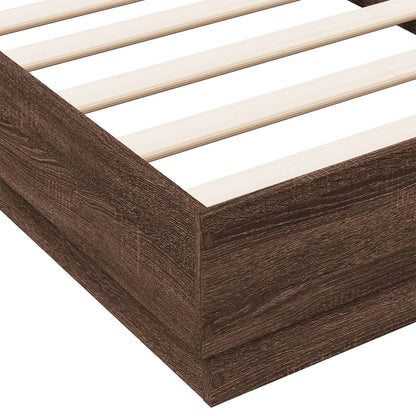 Bed Frame without Mattress with LED Lights Brown Oak 90x190 cm Single