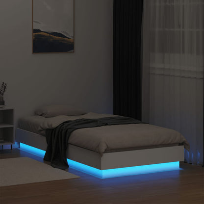 Bed Frame without Mattress with LED Lights White 75x190 cm Small Single