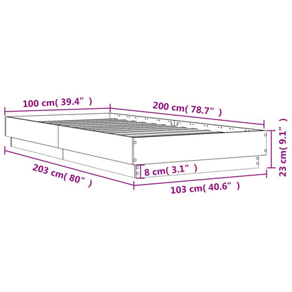 Bed Frame without Mattress Grey Sonoma 100x200 cm Engineered Wood