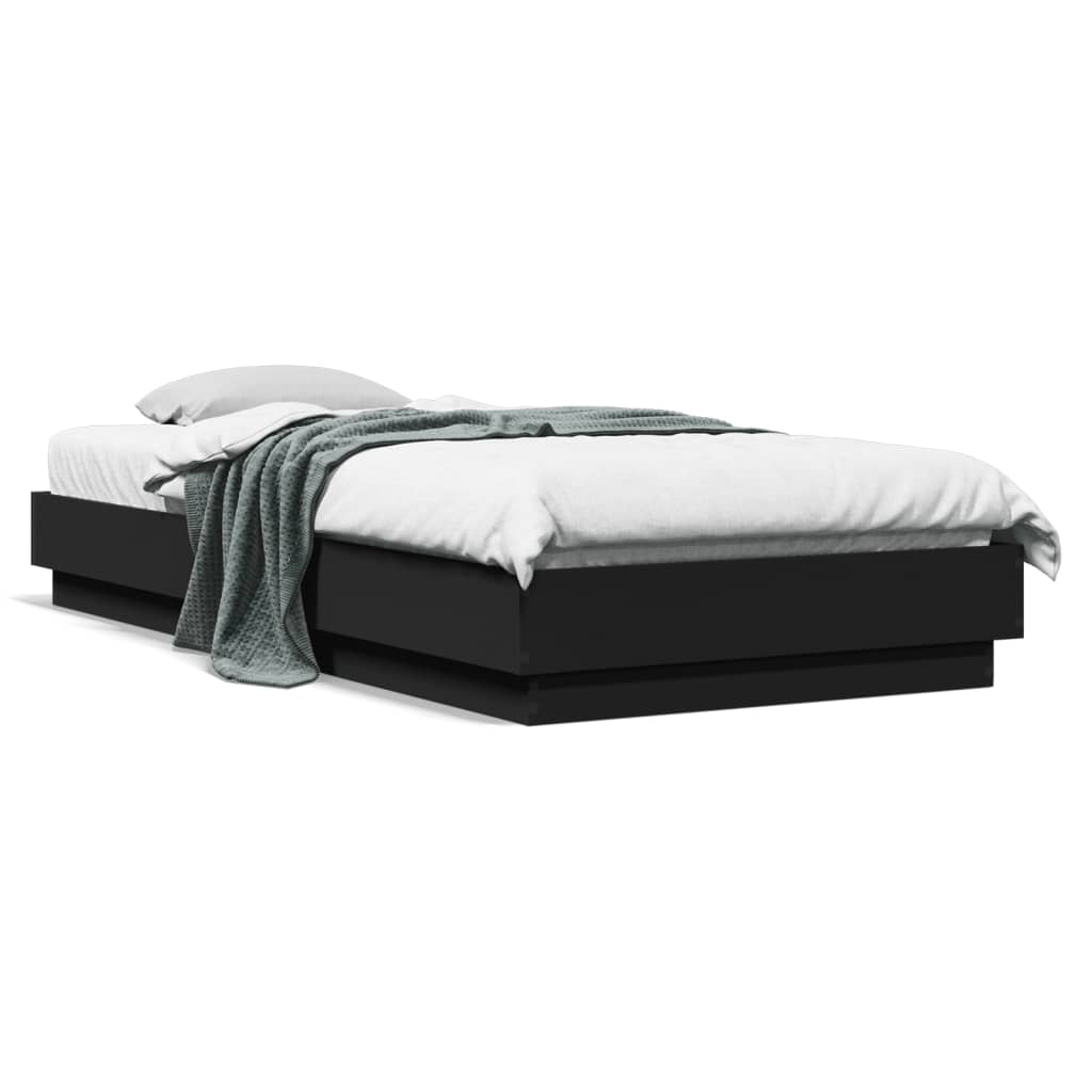 Bed Frame without Mattress Black 90x200 cm Engineered Wood