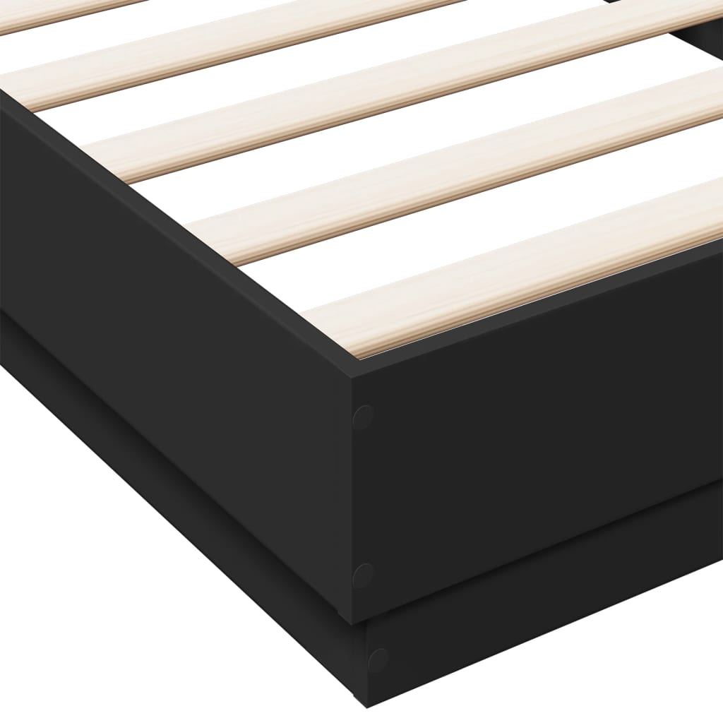 Bed Frame without Mattress Black 90x200 cm Engineered Wood